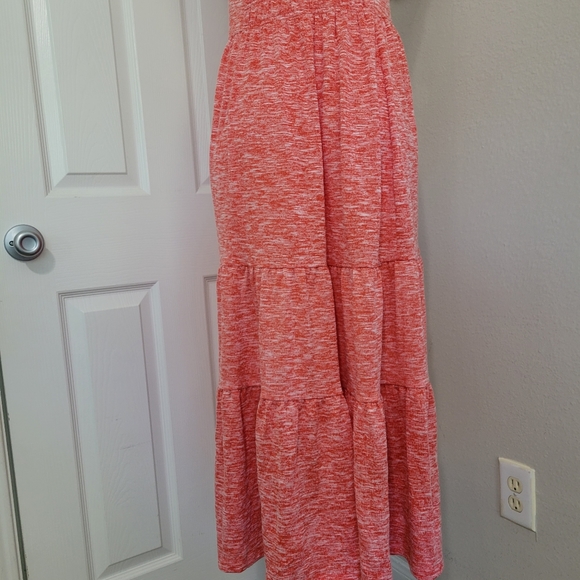 Lou & Grey Coral Orange Spacedyed Tiered Maxi Dress NWT Sleeveless Stretch - Picture 8 of 16